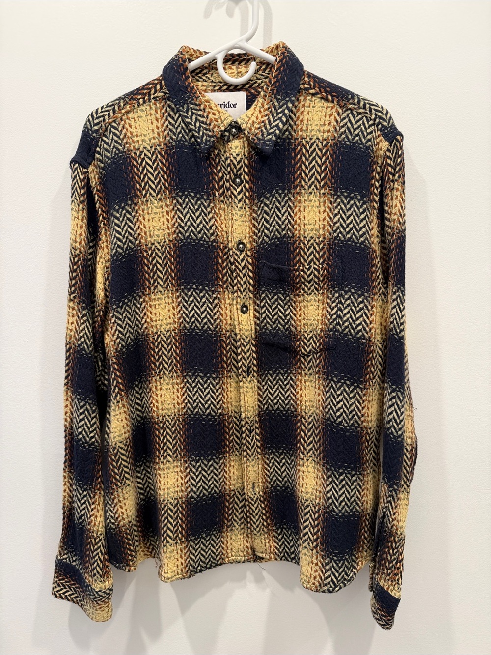 Corridor Navy & Yellow Plaid Button-Down Shirt